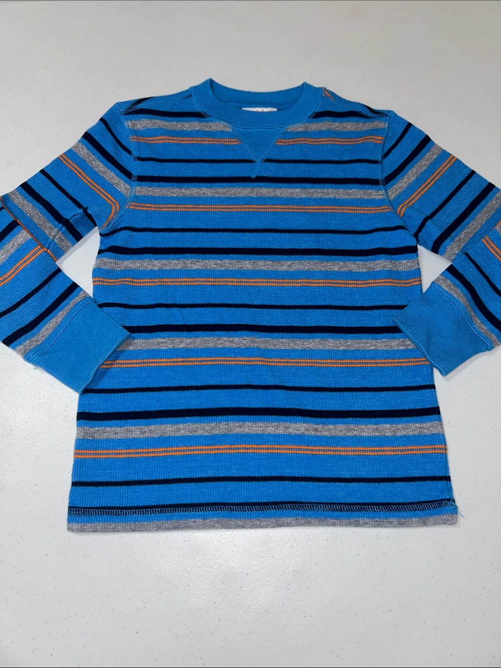 Cat & Jack Boy’s Blue Long Sleeve Stripes Thermal Shirt Size XS (4/5)